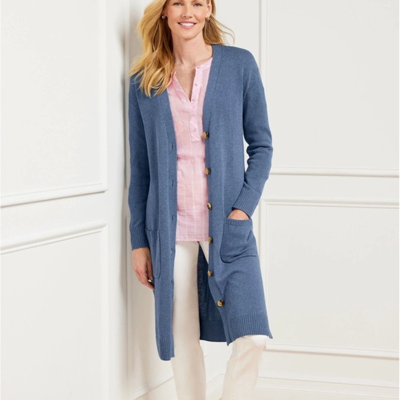 Talbots Blue Button-Front Cardigan Duster - Size Small - Picture 1 of 5